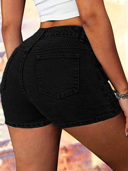 Women's Denim Shorts - Regular Fit With Pockets detail view