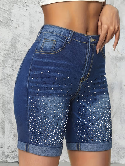 Women's Denim Shorts - Rhinestone Detail Regular Fit detail view
