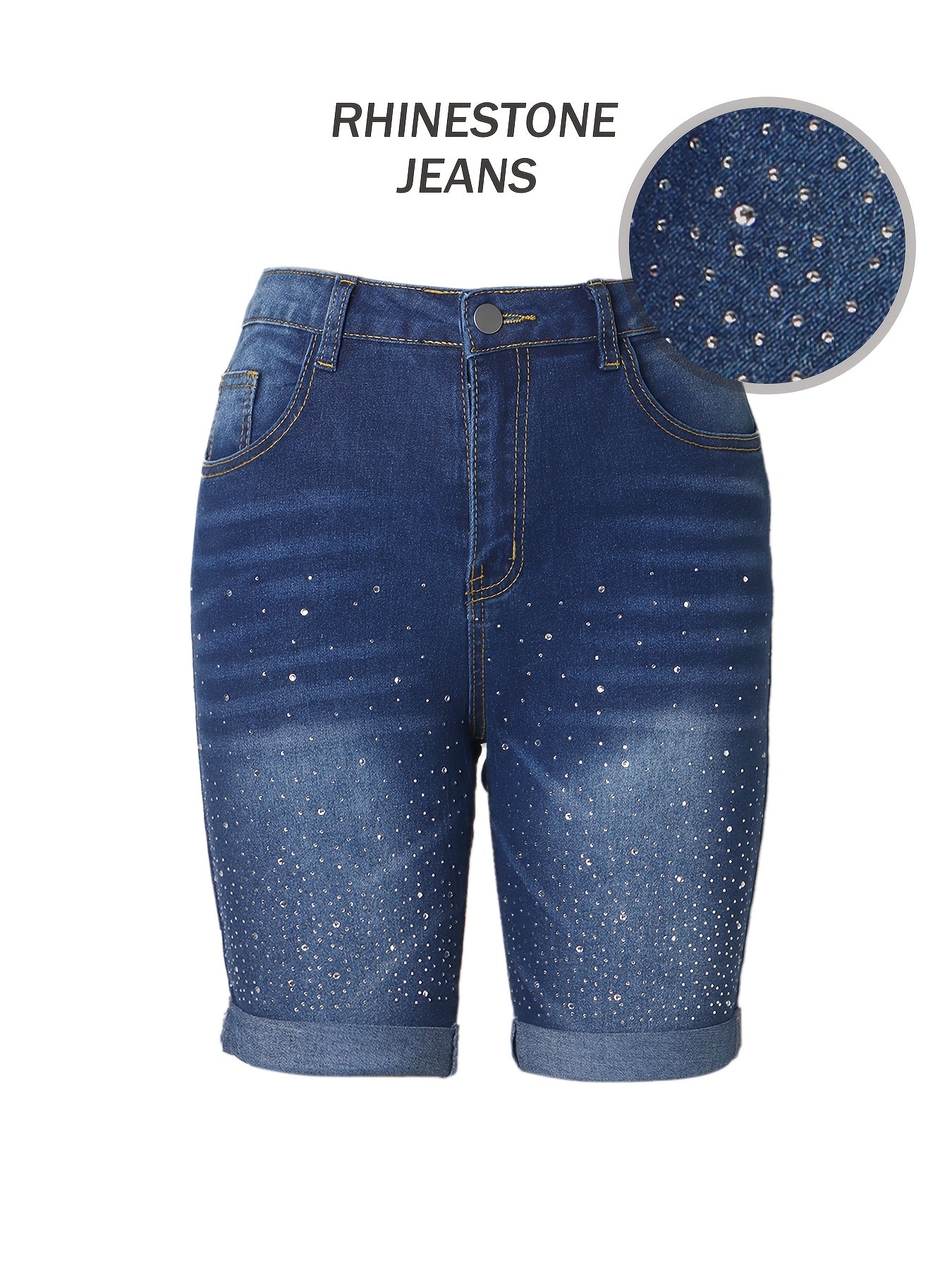 Women's Denim Shorts - Rhinestone Detail Regular Fit detail view