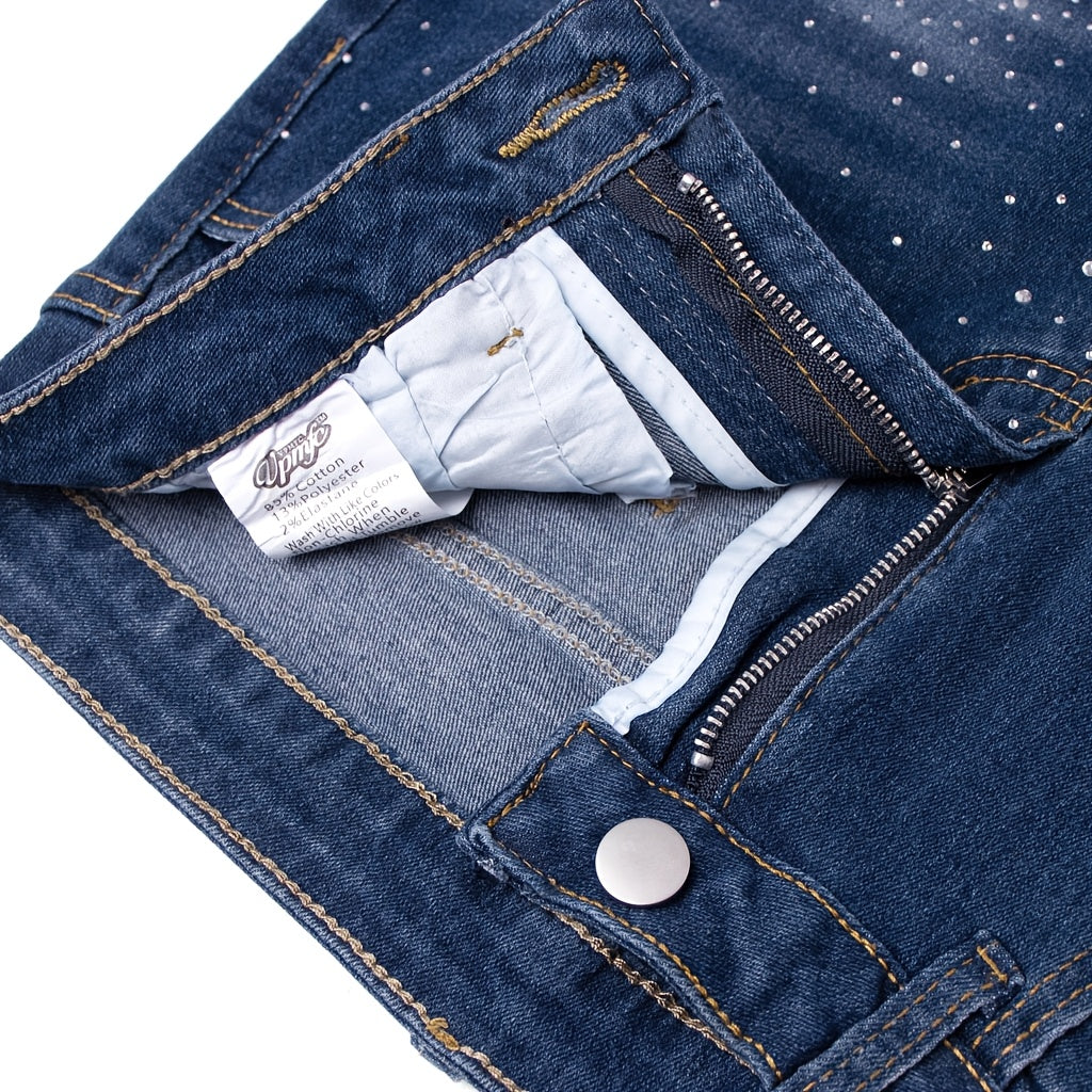 Women's Denim Shorts - Rhinestone Detail Regular Fit detail view