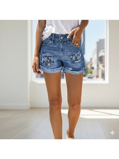 Women's Denim Shorts - Stretch Active – Blue detail view