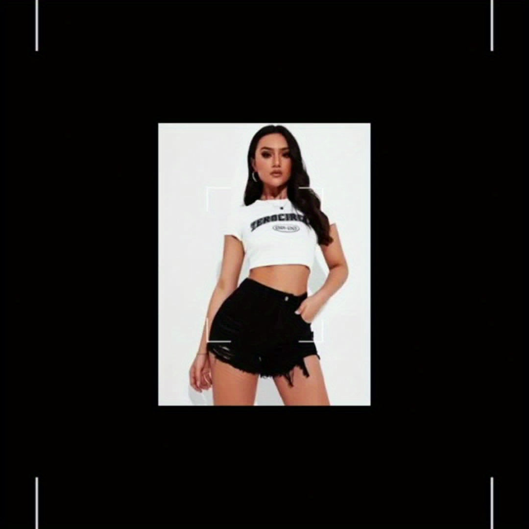 Women's Denim Shorts - Stretch – Black detail view