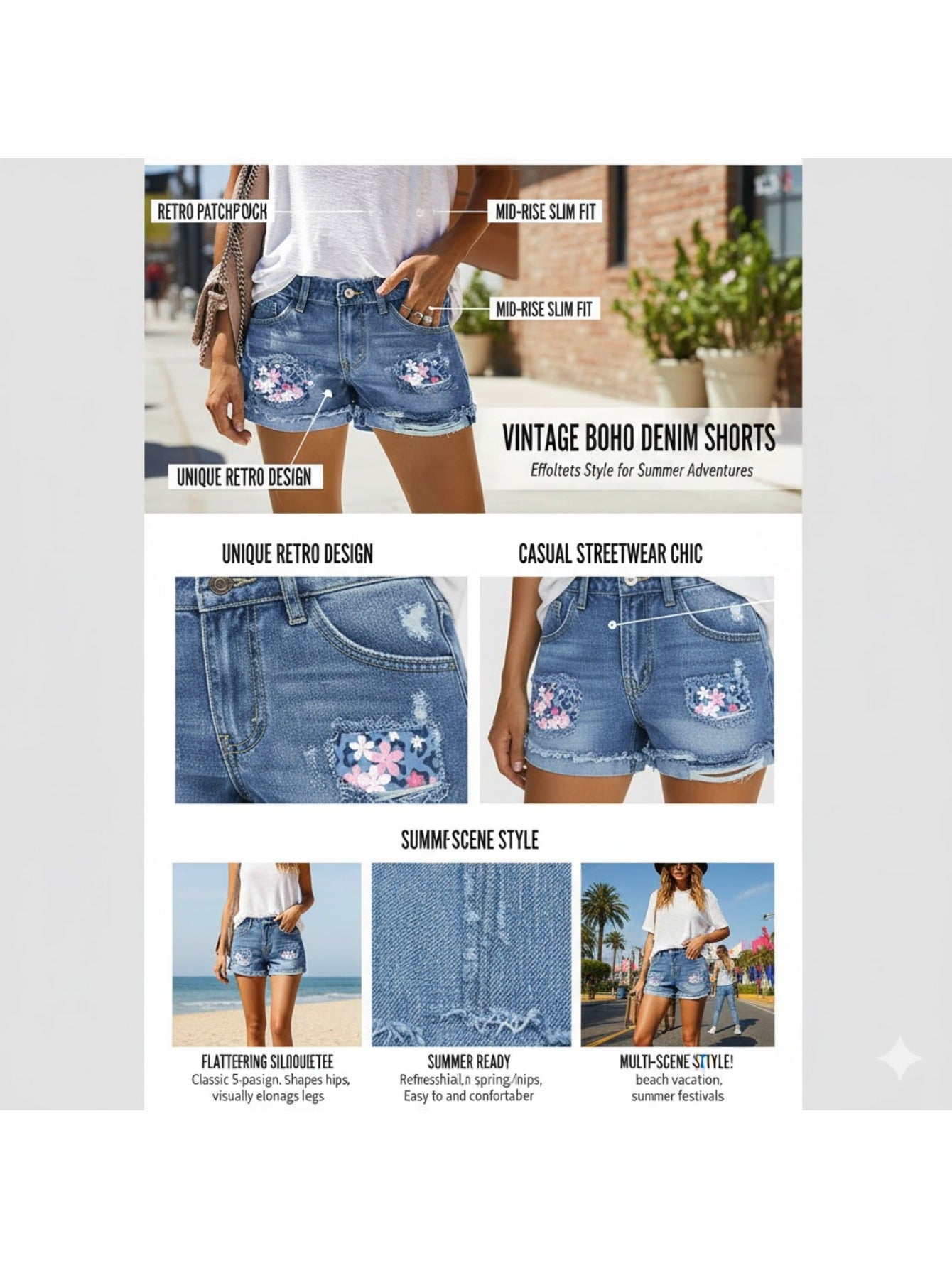 Women's Denim Shorts - Stretch – Blue Denim Wash 71397 detail view