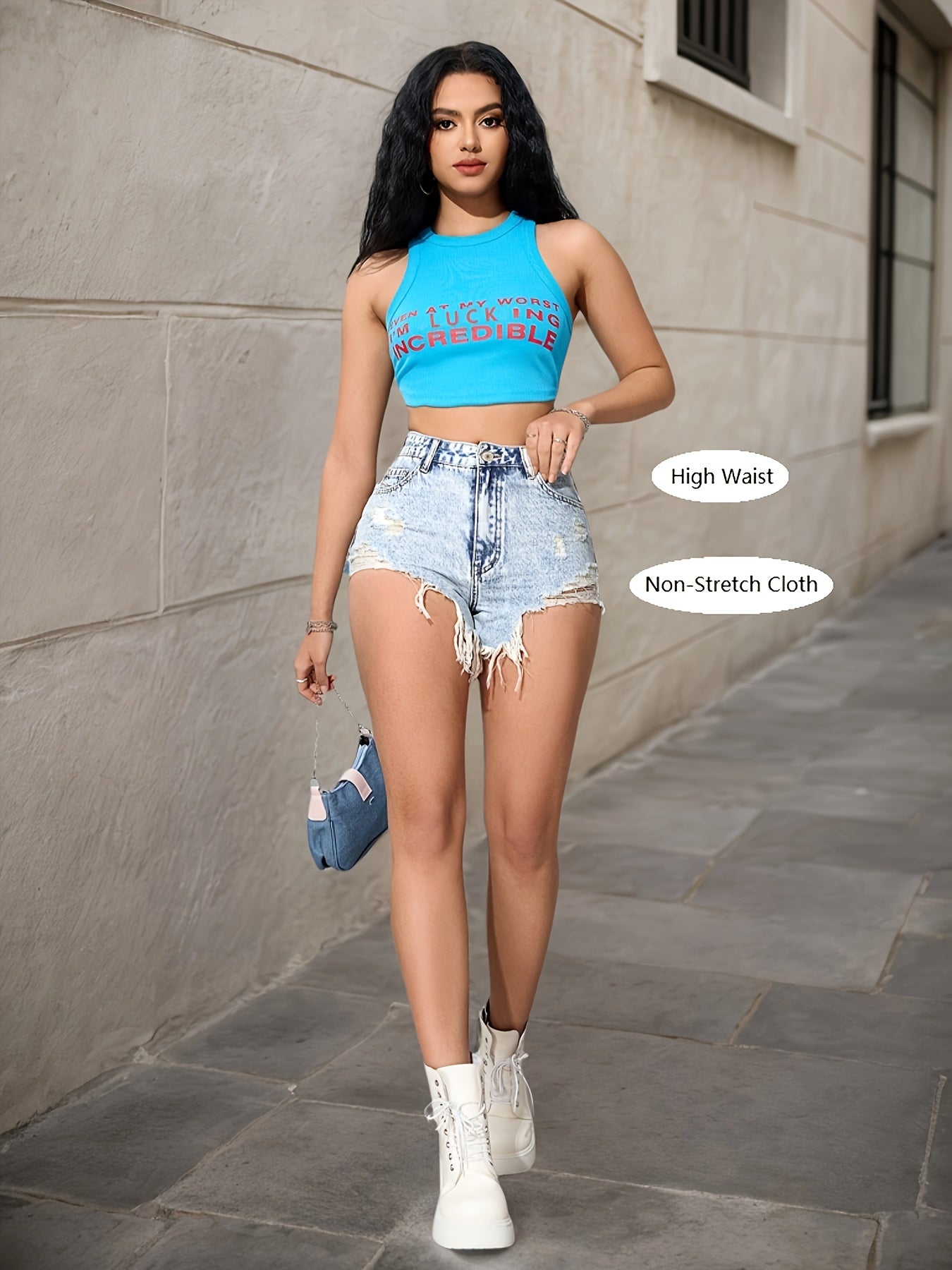 Women's Denim Shorts - Stretch – Bright Steel Blue – main product image