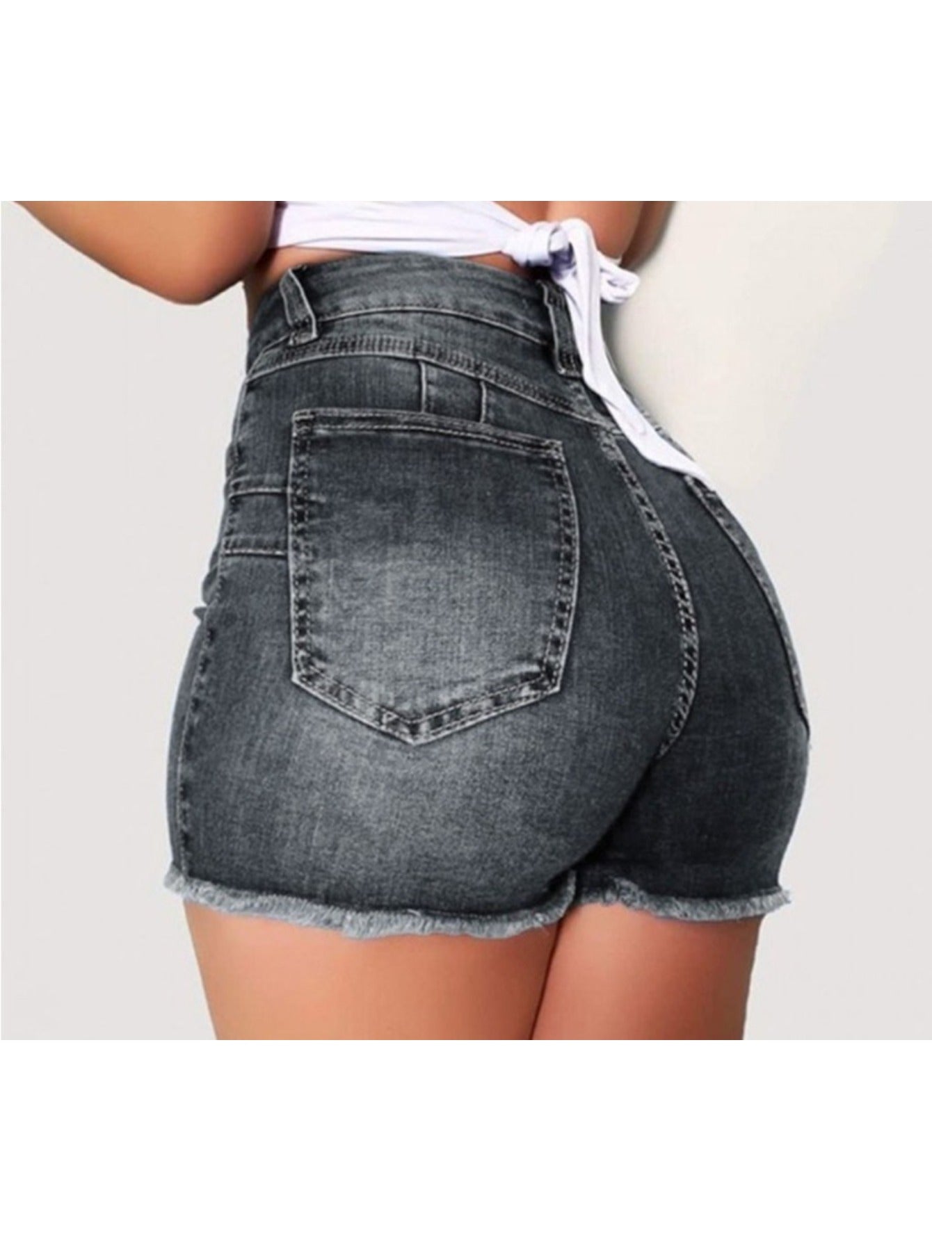 Women's Denim Shorts - Stretch – Dark Blue / Sizes S–XXL detail view