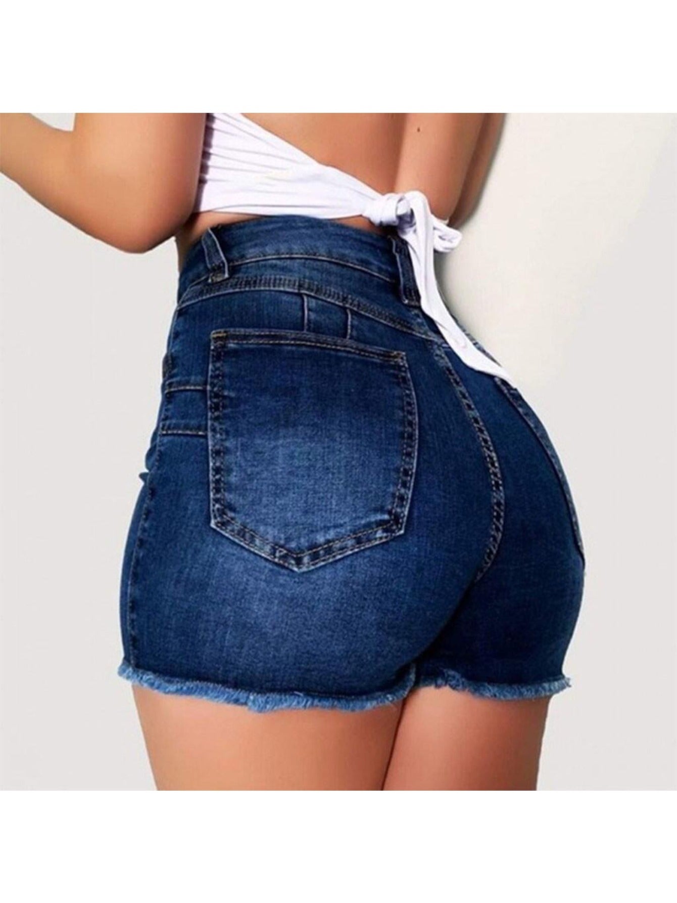 Women's Denim Shorts - Stretch – Dark Blue / Sizes S–XXL detail view
