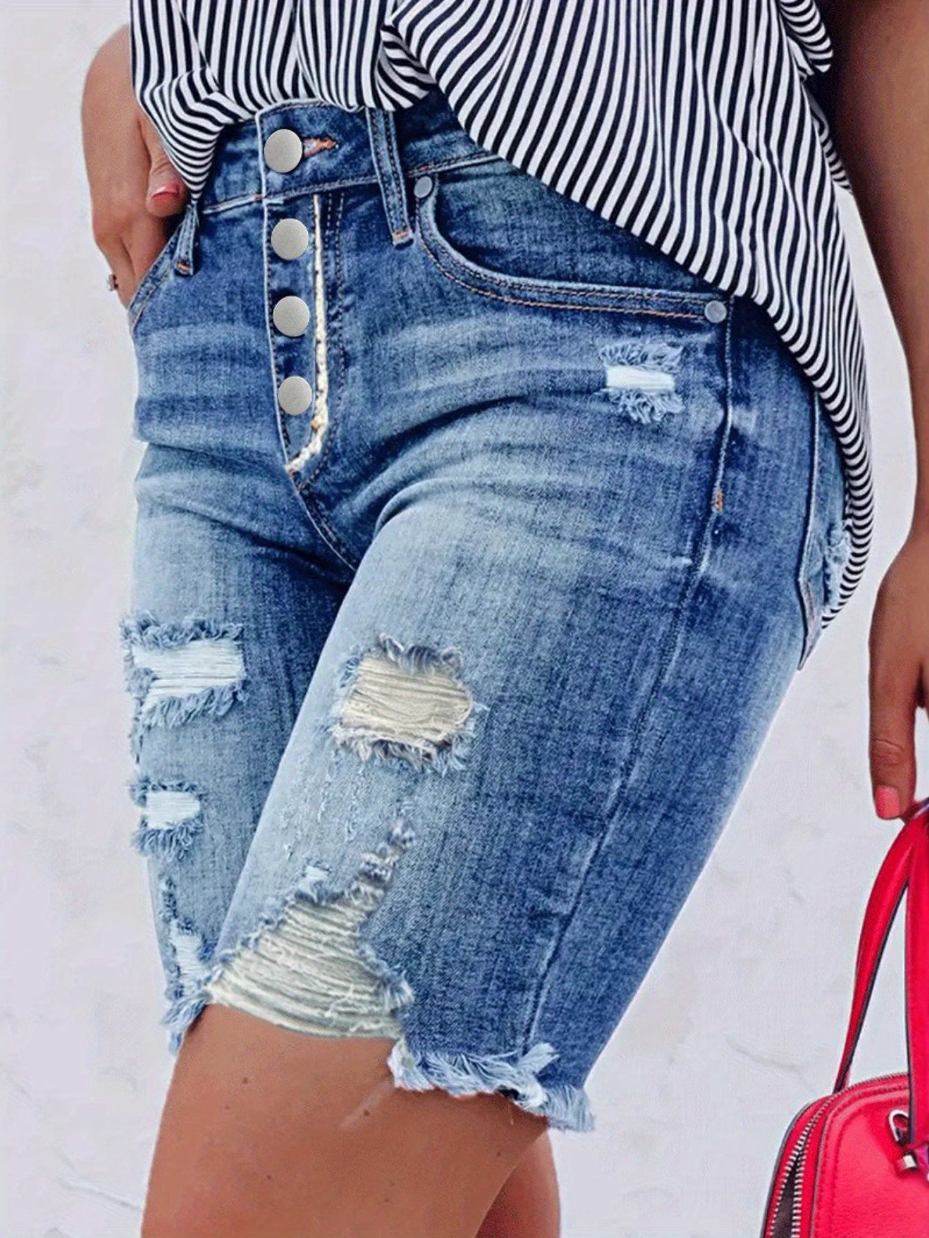 Women's Denim Shorts - Stretch – Light Blue detail view