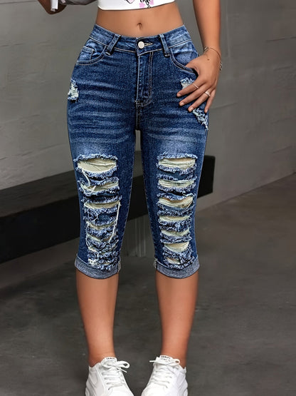 Women's Denim Shorts - Stretch – Medium Blue Denim Wash 23365 detail view