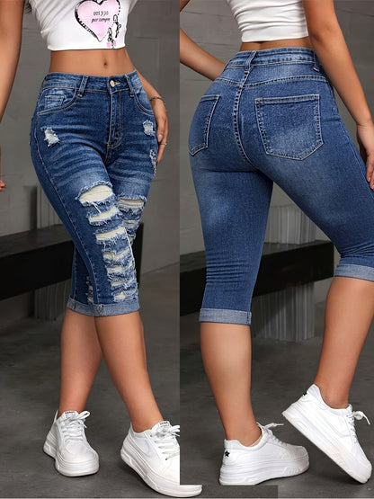 Women's Denim Shorts - Stretch – Medium Blue Denim Wash 23365 – Blue option – main product image