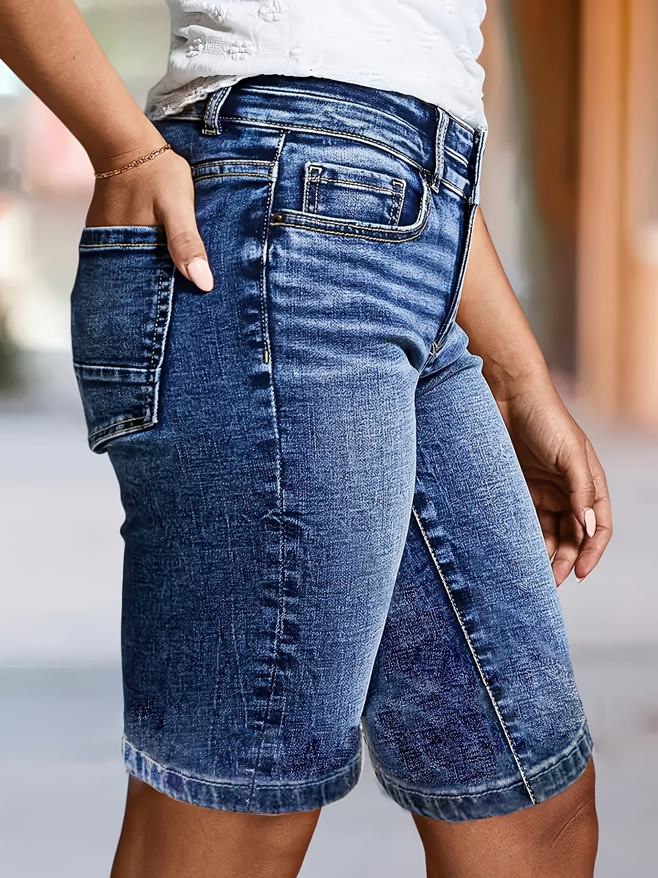 Women's Denim Shorts - Stretch – Mineral Green detail view