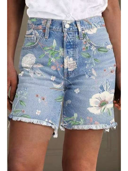 Women's Denim Shorts - Stretch – Multicolor Denim Wash 03621 detail view