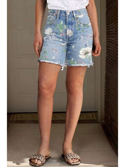Women's Denim Shorts - Stretch – Multicolor Denim Wash 03621 detail view