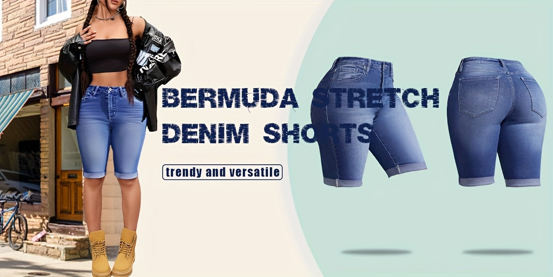 Women's Denim Shorts - Stretch – Vibrant Blue detail view