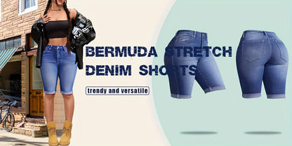 Women's Denim Shorts - Stretch – Vibrant Blue detail view