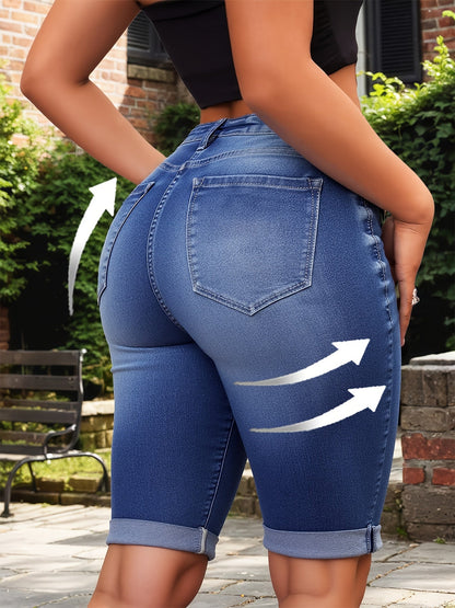 Women's Denim Shorts - Stretch – Vibrant Blue detail view