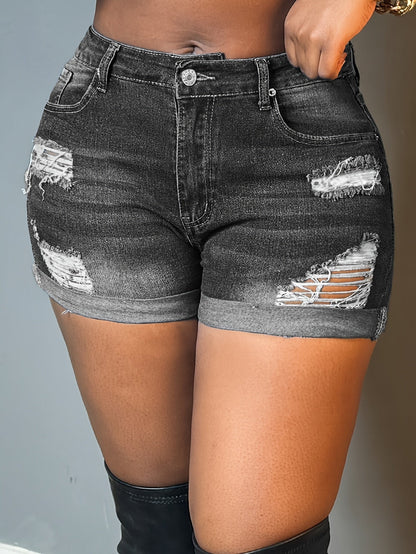 Women's Denim Shorts - Stretch With Pockets – 4-Color Selection detail view