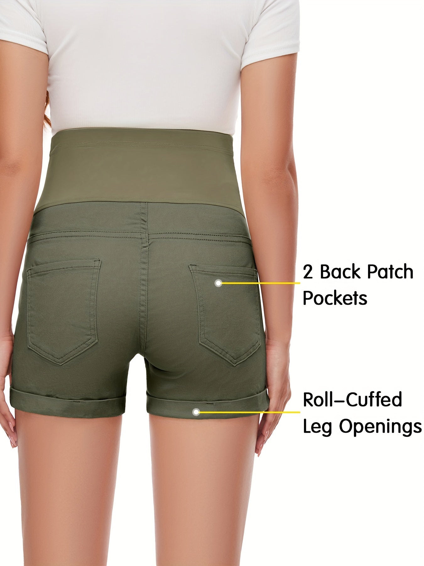 Women's Denim Shorts - Stretch With Pockets – Dark Blue / Blue Ripped detail view