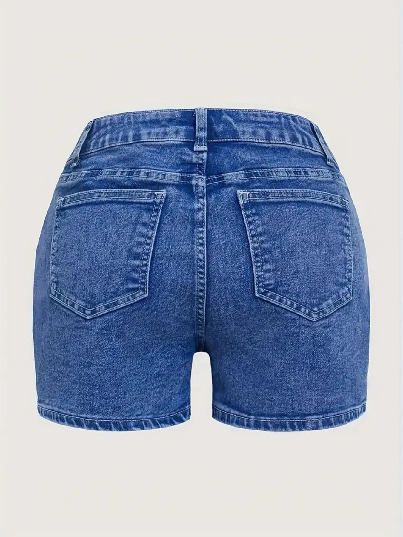 Women's Denim Shorts - Stretch With Pockets – Slim Fit / Blue detail view