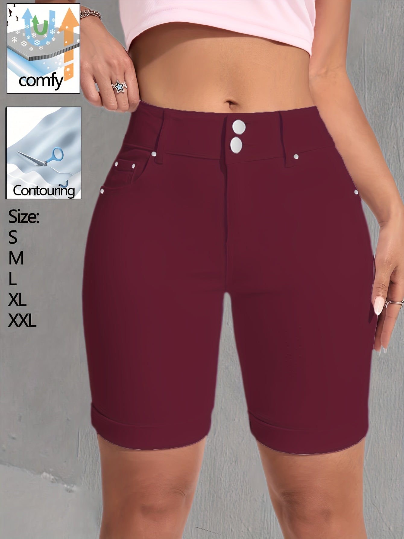 Women's Denim Shorts - White Rhinestone Detail detail view