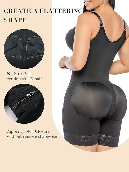 Women's Detachable Strap Shapewear Bodysuit - Zip-Gusset Butt-Lift Body Shaper – view 8