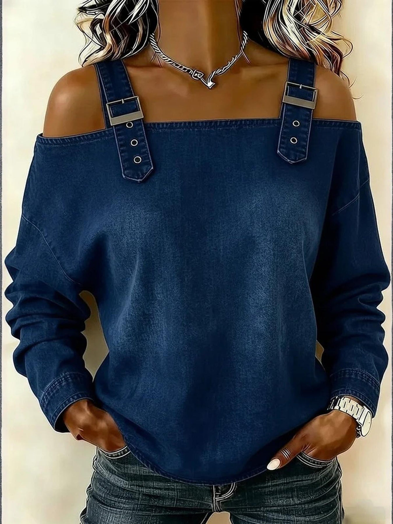 Women's Dress - Long Sleeve – Blue option – view 4