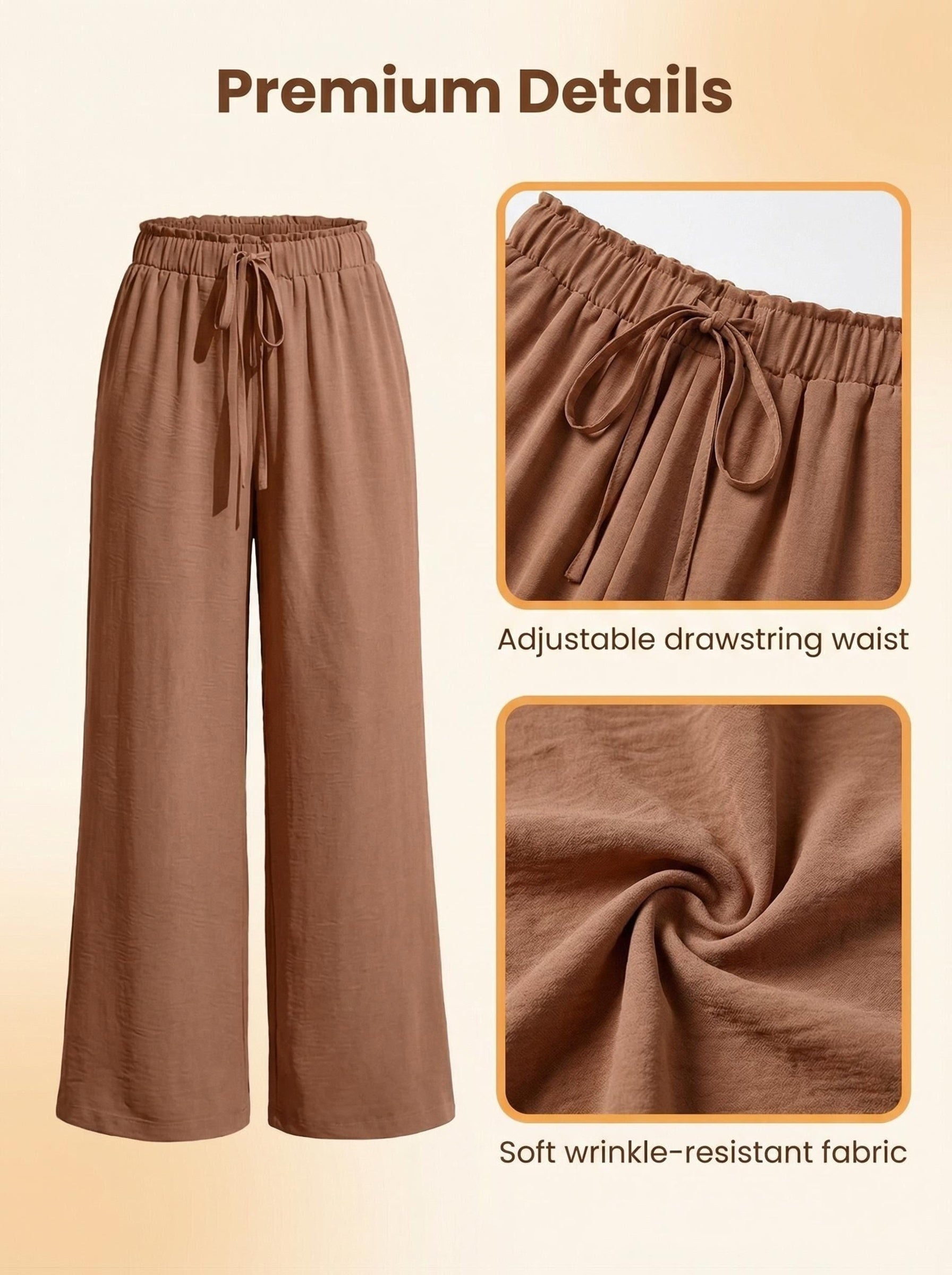 Women's Dress Pants - Drawstring Waist Relaxed fit 15 detail view
