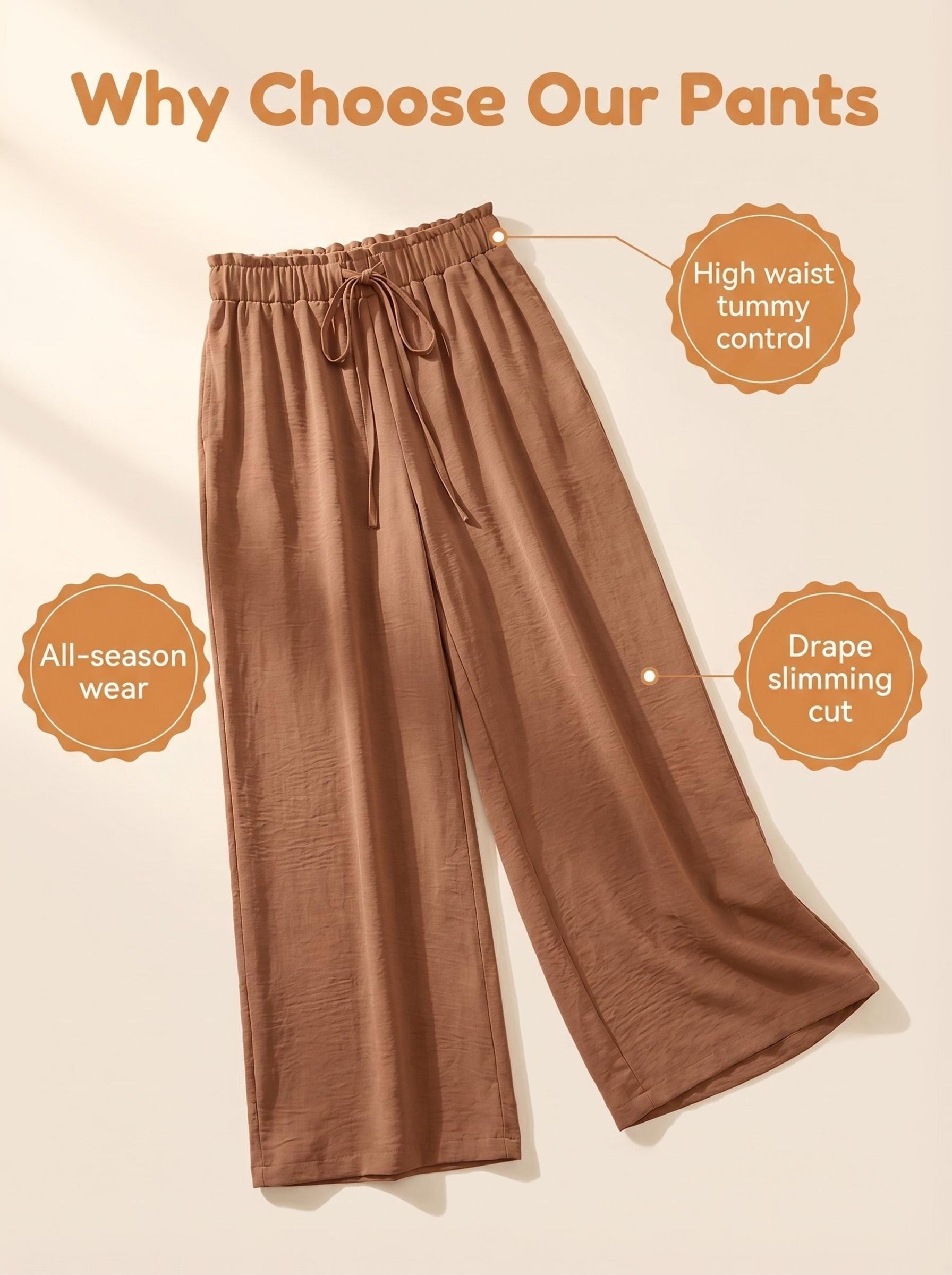 Women's Dress Pants - Drawstring Waist Relaxed fit 15 detail view