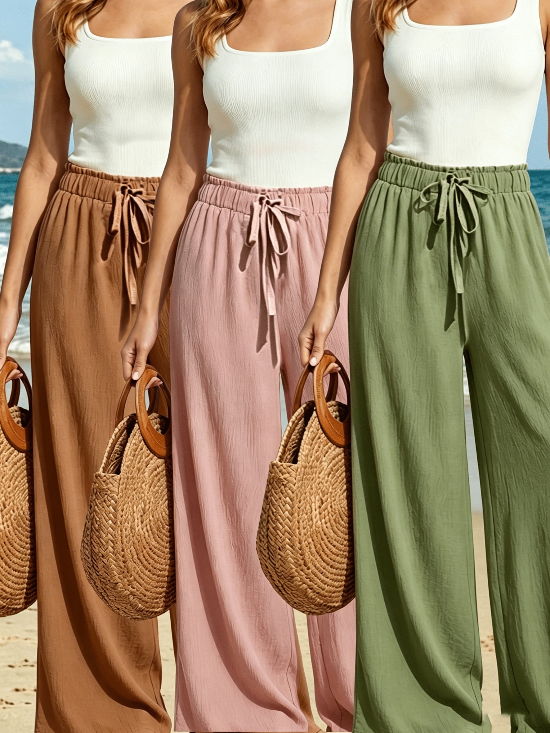 Women's Dress Pants - Drawstring Waist Relaxed fit 15 detail view