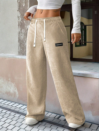 Women's Dress Pants - Drawstring Waist Relaxed fit detail view