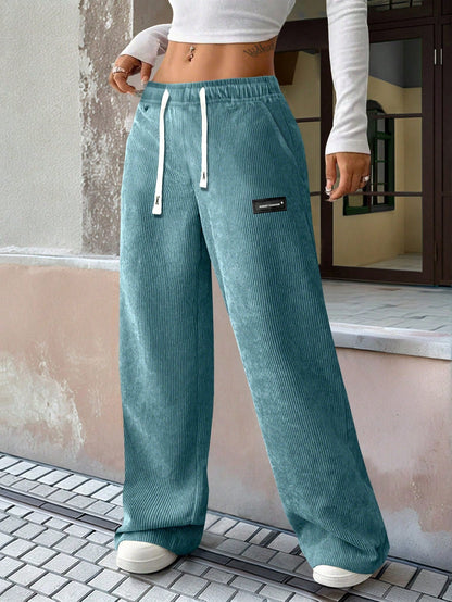 Women's Dress Pants - Drawstring Waist Relaxed fit detail view