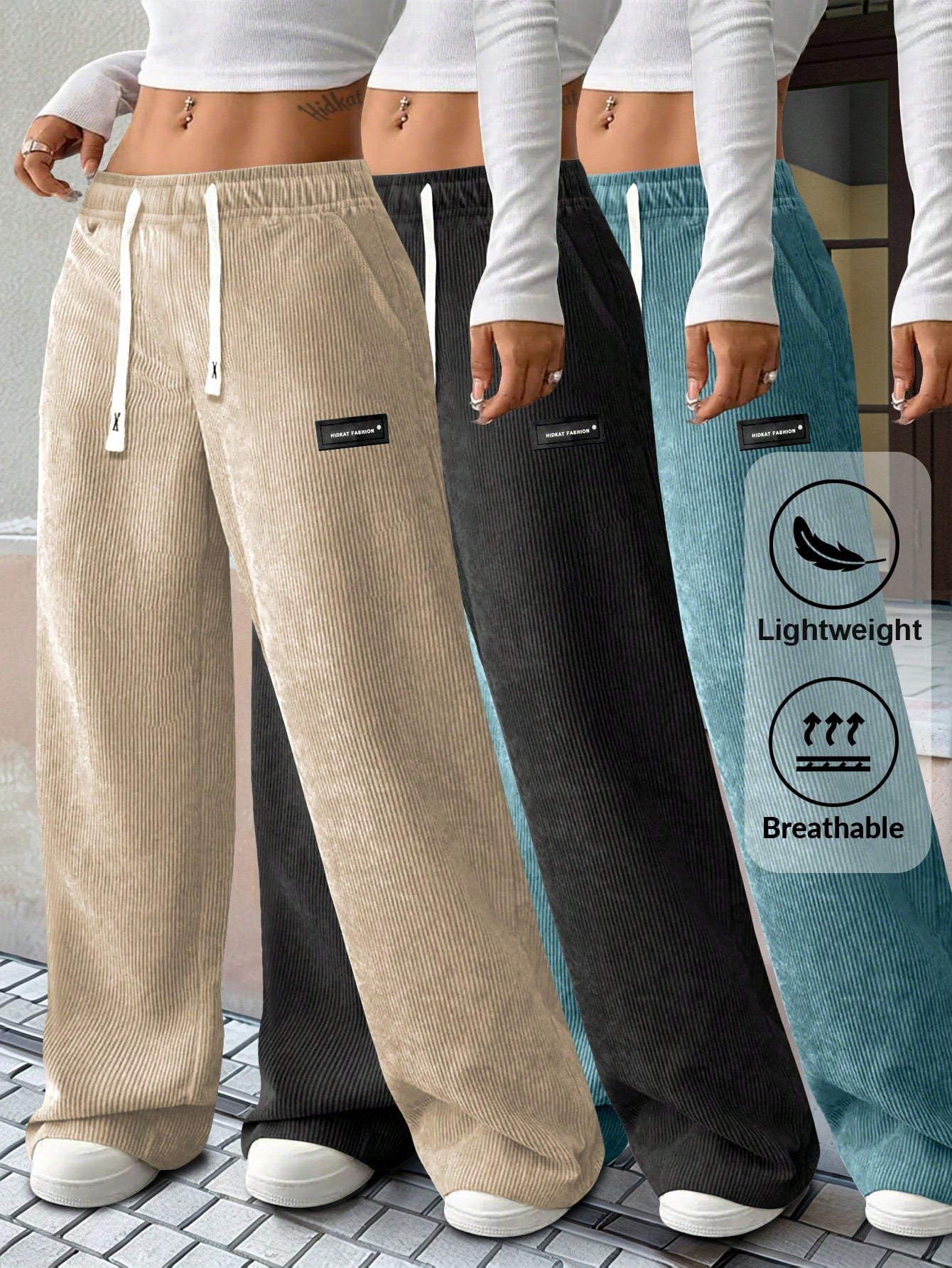 Women's Dress Pants - Drawstring Waist Relaxed fit detail view