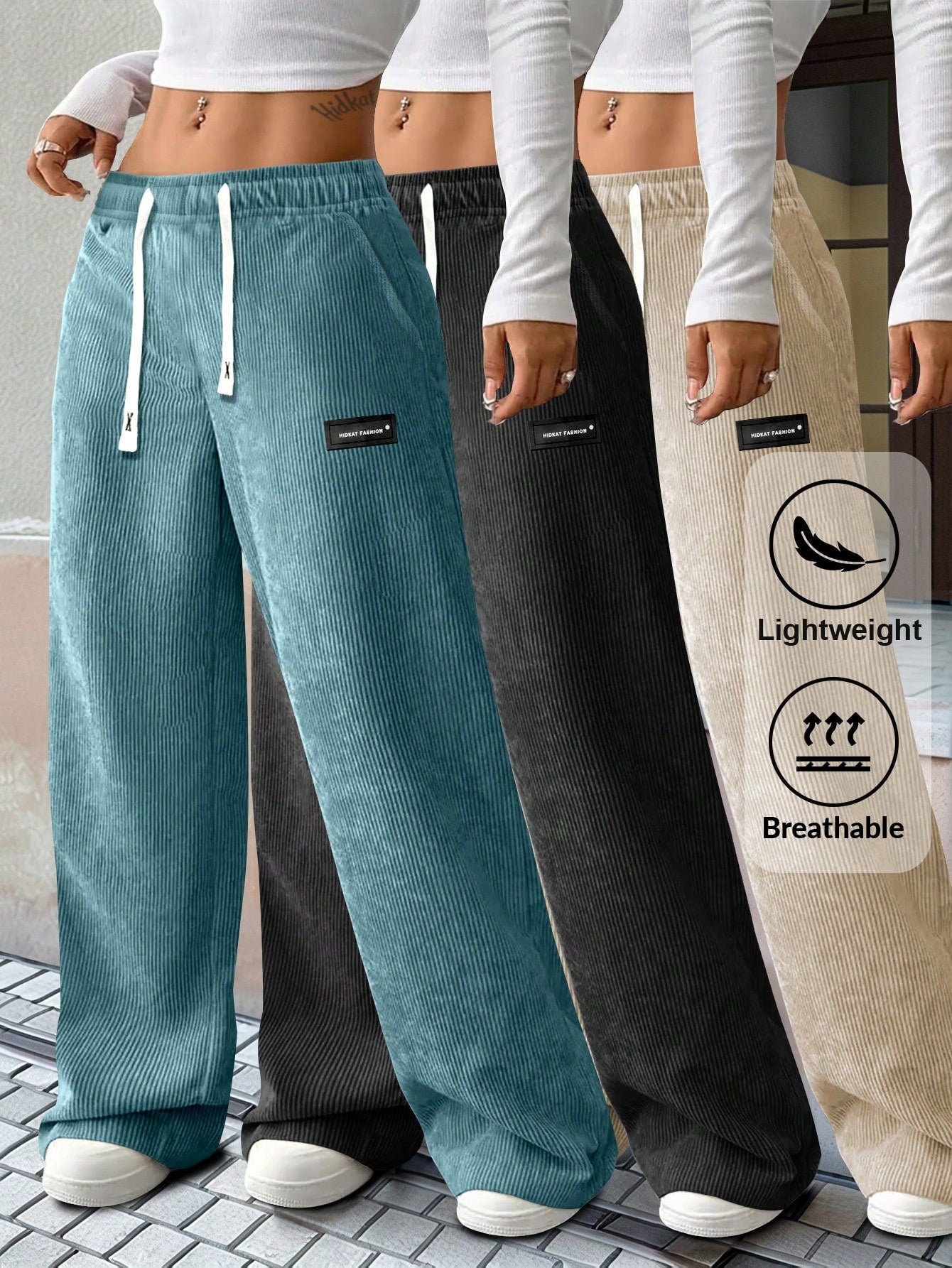 Women's Dress Pants - Drawstring Waist Relaxed fit detail view