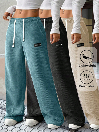 Women's Dress Pants - Drawstring Waist Relaxed fit detail view