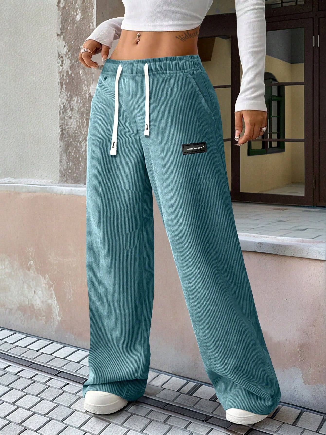 Women's Dress Pants - Drawstring Waist Relaxed fit detail view