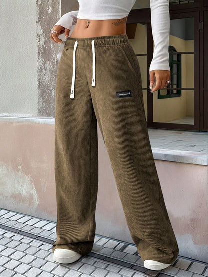 Women's Dress Pants - Drawstring Waist Relaxed fit – Khaki option – view 4