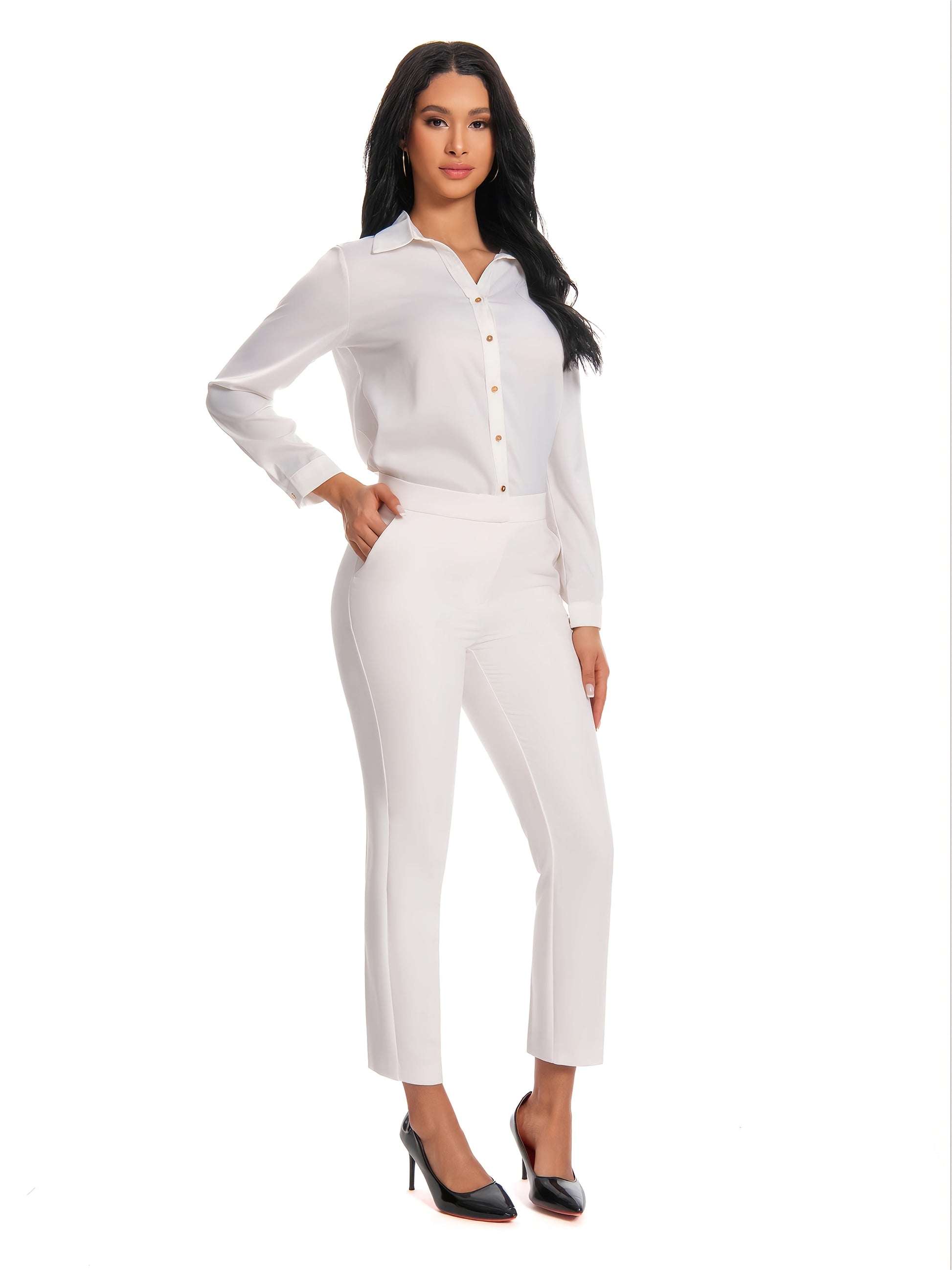 Women's Dress Pants - Everyday Comfort – Black / Red detail view