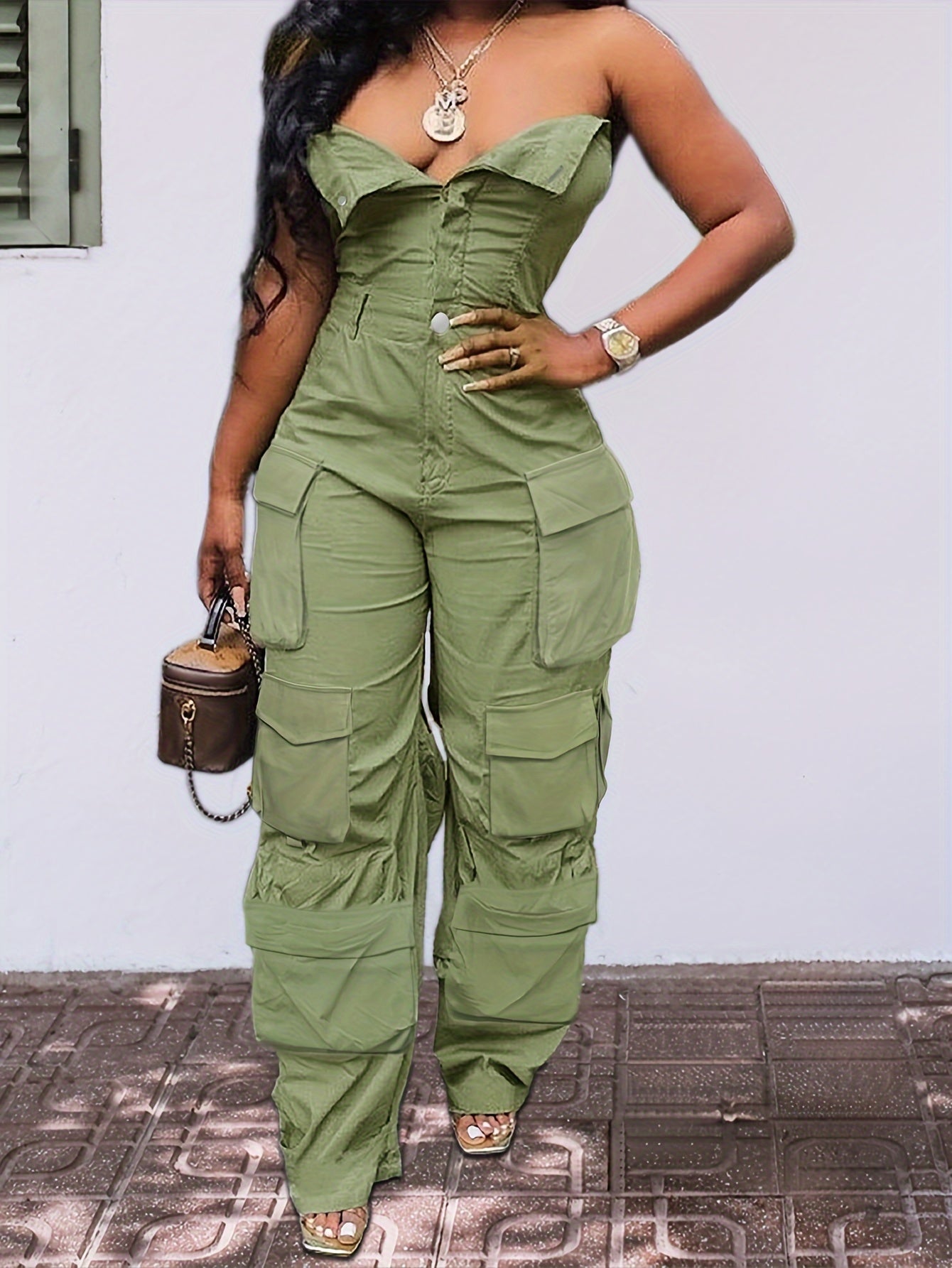 Women's Dress Pants - Everyday Comfort – Dark Green / Grey detail view
