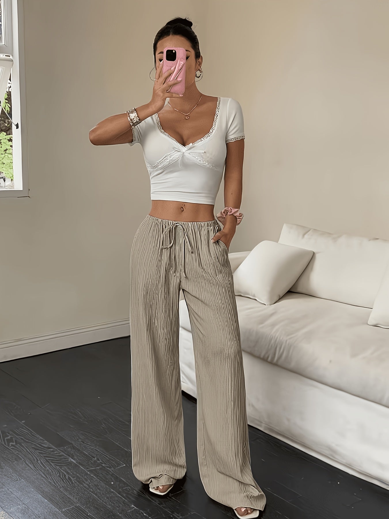 Women's Dress Pants - Wide-Leg Fit – 3-Color Selection detail view