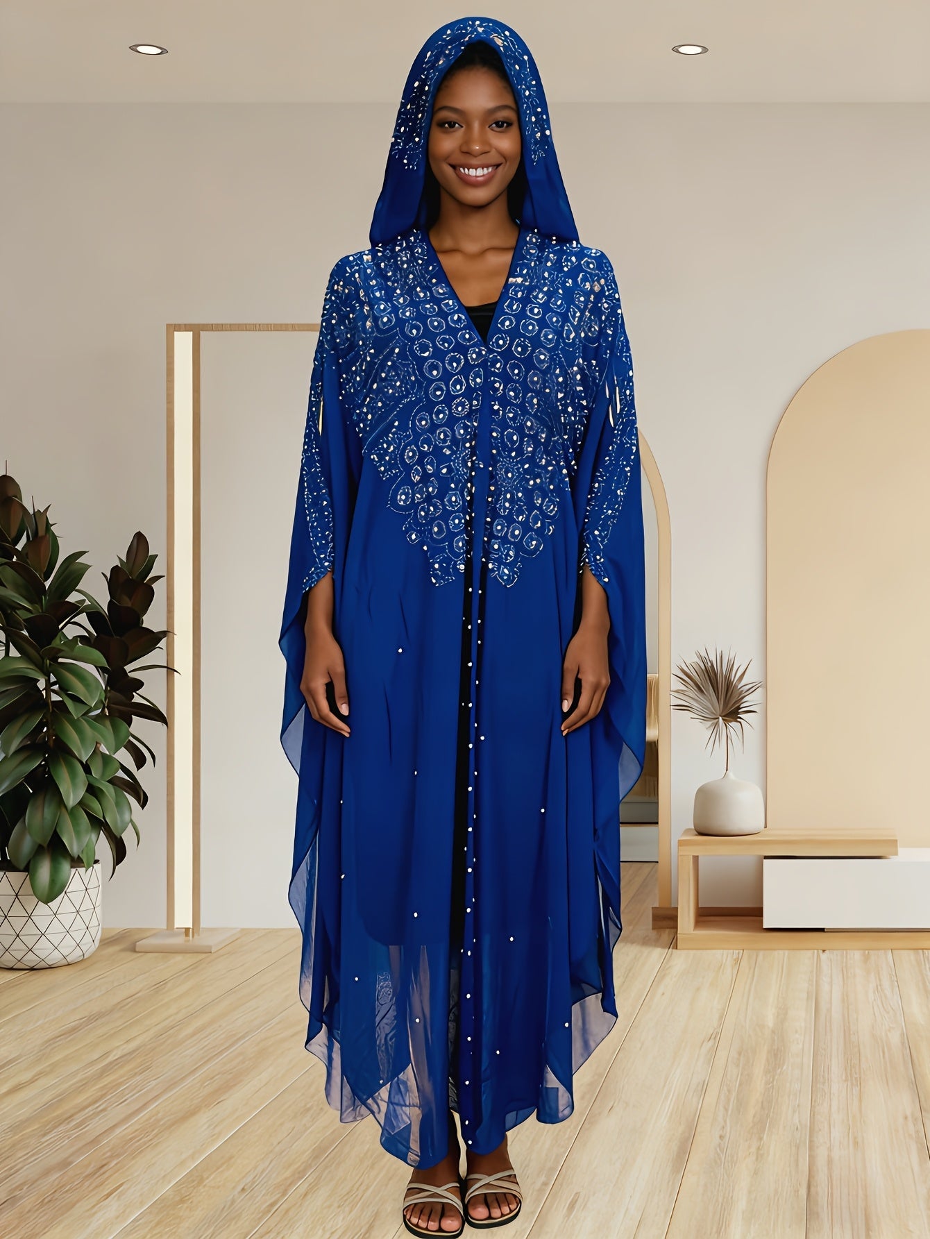 Women's Embellished Shawl - Long Sleeve Relaxed Fit – main product image