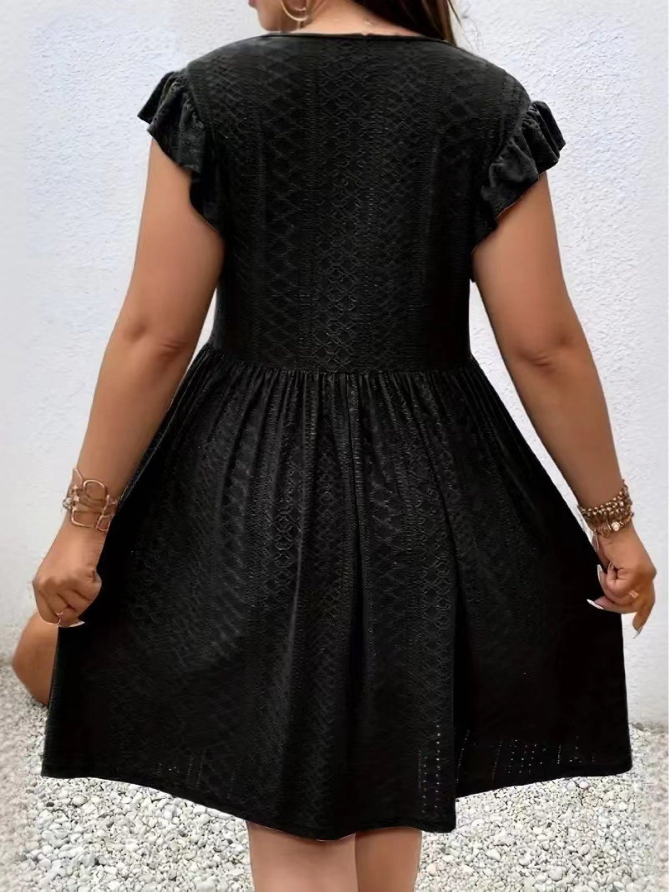 Women's Embroidered V-Neck Vacation Dress - Ruffle – view 12