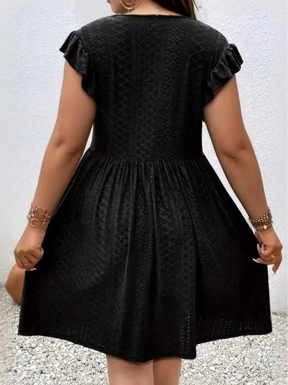 Women's Embroidered V-Neck Vacation Dress - Ruffle – view 12