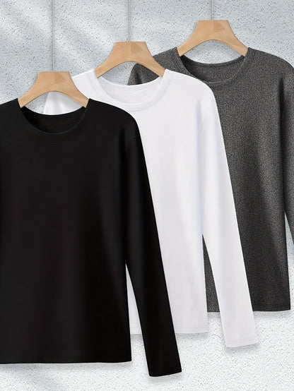 Women's Essential T-Shirt - 3-Pack Round Neck Long Sleeve – Sizes 1XL–5XL – view 9