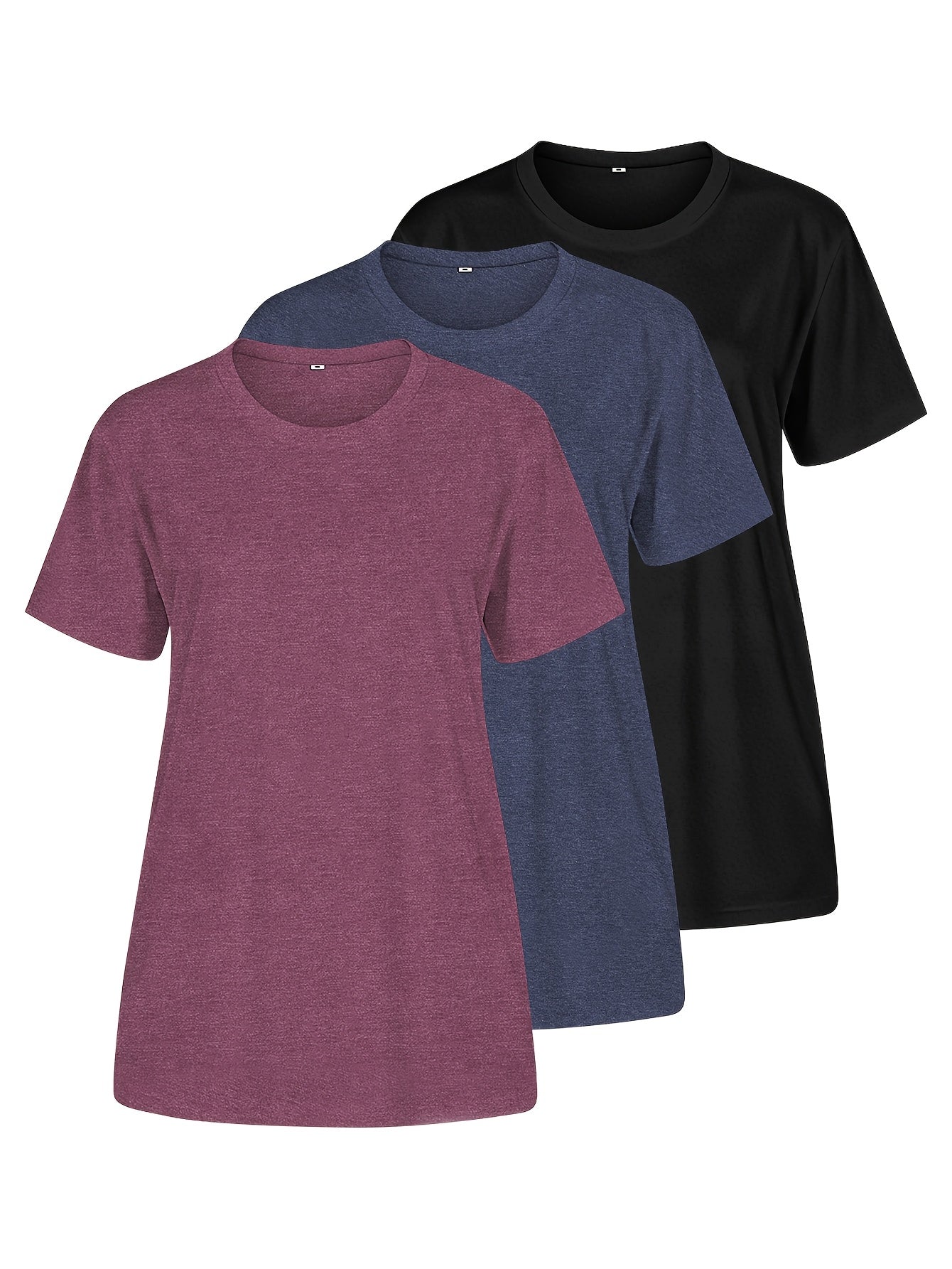 Women's Essential T-Shirt - 3-Pack Round Neck Short Sleeve – Sizes 1XL–5XL – main product image