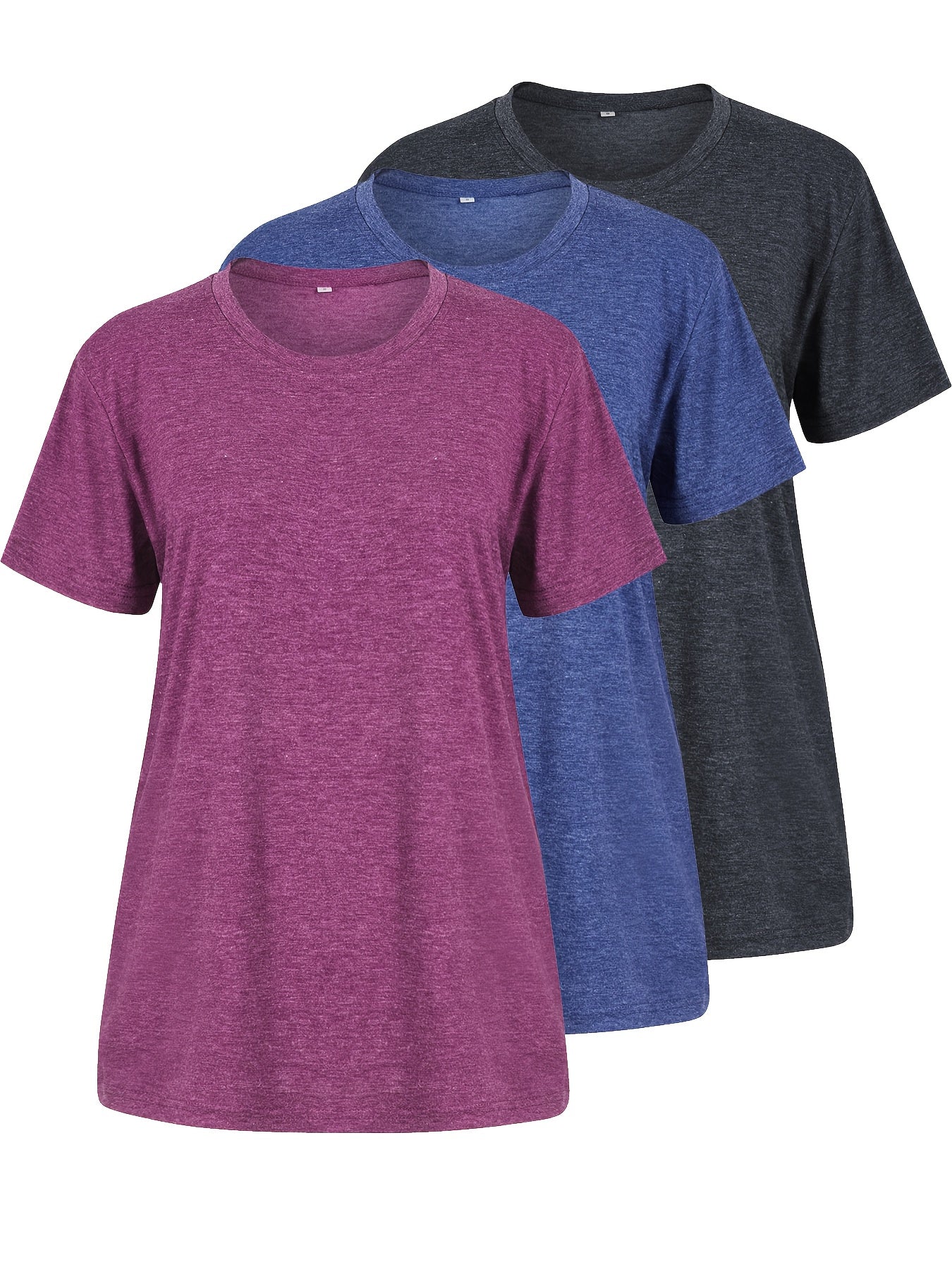 Women's Essential T-Shirt - 3-Pack Round Neck Short Sleeve – Sizes 1XL–5XL – view 2