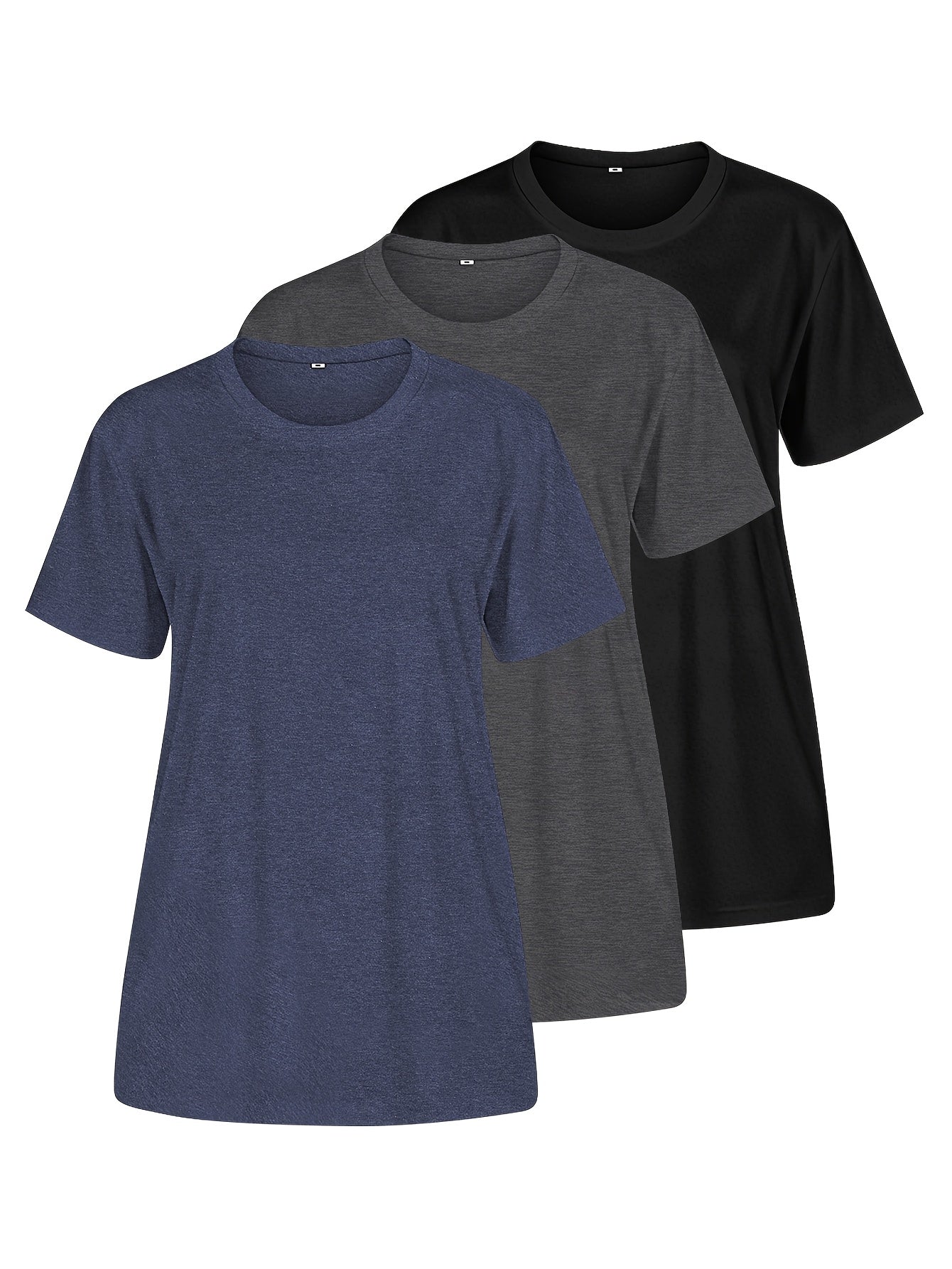 Women's Essential T-Shirt - 3-Pack Round Neck Short Sleeve – Sizes 1XL–5XL – view 3