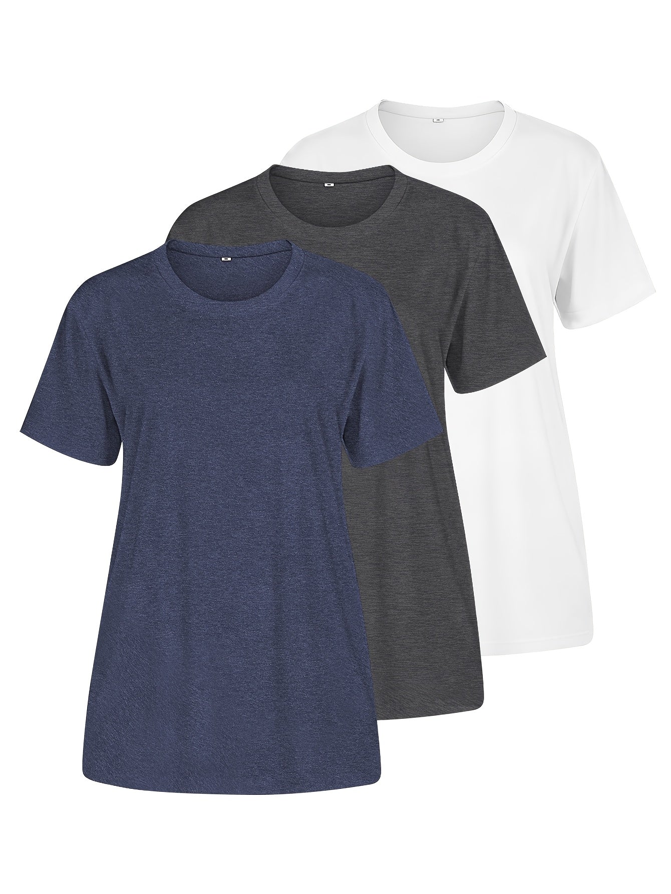 Women's Essential T-Shirt - 3-Pack Round Neck Short Sleeve – Sizes 1XL–5XL – view 4