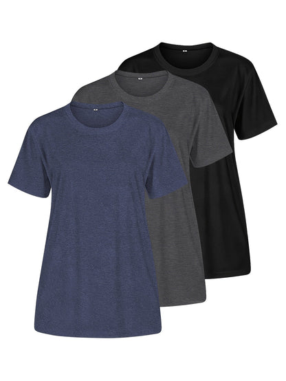 Women's Essential T-Shirt - 3-Pack Round Neck Short Sleeve – Sizes 1XL–5XL – view 10
