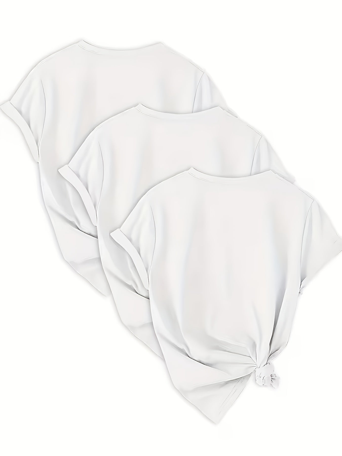 Women's Essential T-Shirt - 3-Pack Round Neck Short Sleeve – White / Black detail view