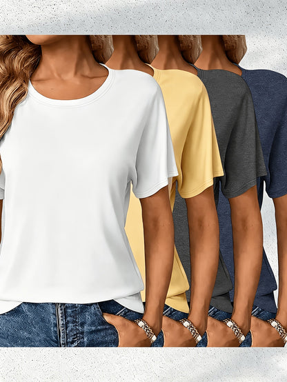 Women's Essential T-Shirt - 4-Pack Crew Neck Short Sleeve – Regular fit detail view
