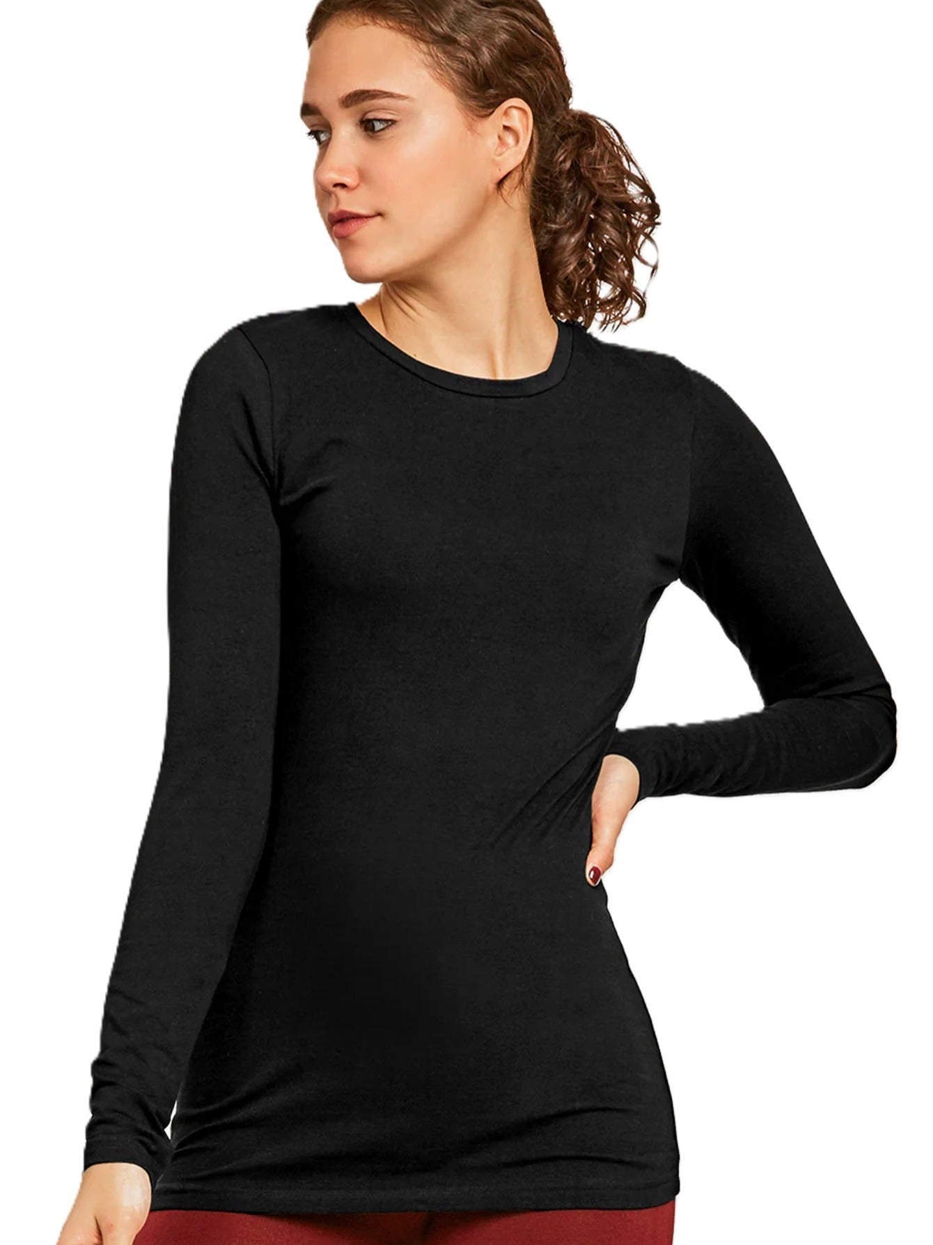 Women's Essential T-Shirt - Crew Neck Long Sleeve – Sizes S–L detail view